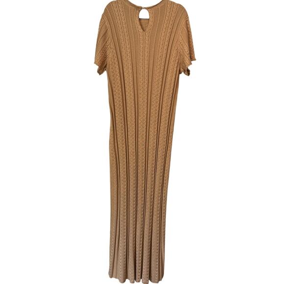 #1 SHOW ME YOUR MUMU NWT Valleta Short Sleeve Midi Dress Gold Shimmer Knit 2X - Picture 3 of 7